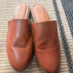 Universal Thread Womens Cognac Brown Pointed Toe Mule Flats Size 9.5 Slip On